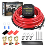 Nilight 12V 140AMP Dual Battery Isolator Kit with 6 AWG Power Cable Terminal Voltage Sensitive Relay Smart VSR Automatic Charger Disconnect for Truck Van RV ATV UTV Boat Can Am