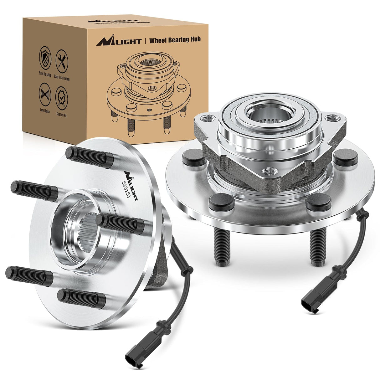Motor Vehicle Parts Front Wheel Bearing Hubs for Dodge Ram 1500 2012 2013 2014 2015 2017 2018 Classic 2019, Wheel Bearing and Hubs Assembly Set Replacement with 5-Lug and ABS, OEM 515151