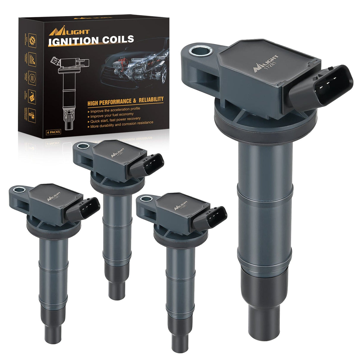 ignition coil pack 4pcs Ignition Coil Packs Fit for Toyota 2002 2003 2004 2005 2006 2007 2008 2009 Camry Highlander RAV4 Corolla Matrix Solara 2010 2011 2012 2013 2014 2015 Lexus Scion TC XB 2.4 2.0L OE# UF333 C1330 90919-02244