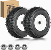 13x5.00-6 Lawn Mower Tires, 13 Inch Pneumatic Rubber Tire with 3/4 Inch Axle Bore & 3 Inch Hub Length, Air-Filled Replacement Wheels for Riding Lawn Mowers, 2 Pack