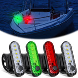 Marine Boat Navigation Light 4PCS Red Green Port Starboard White Stern Lights Four Mode Waterproof Rechargeable Warning Safety Lamp for Skeeter Yacht Pontoon Trailer Truck Bike Backpack Helmet