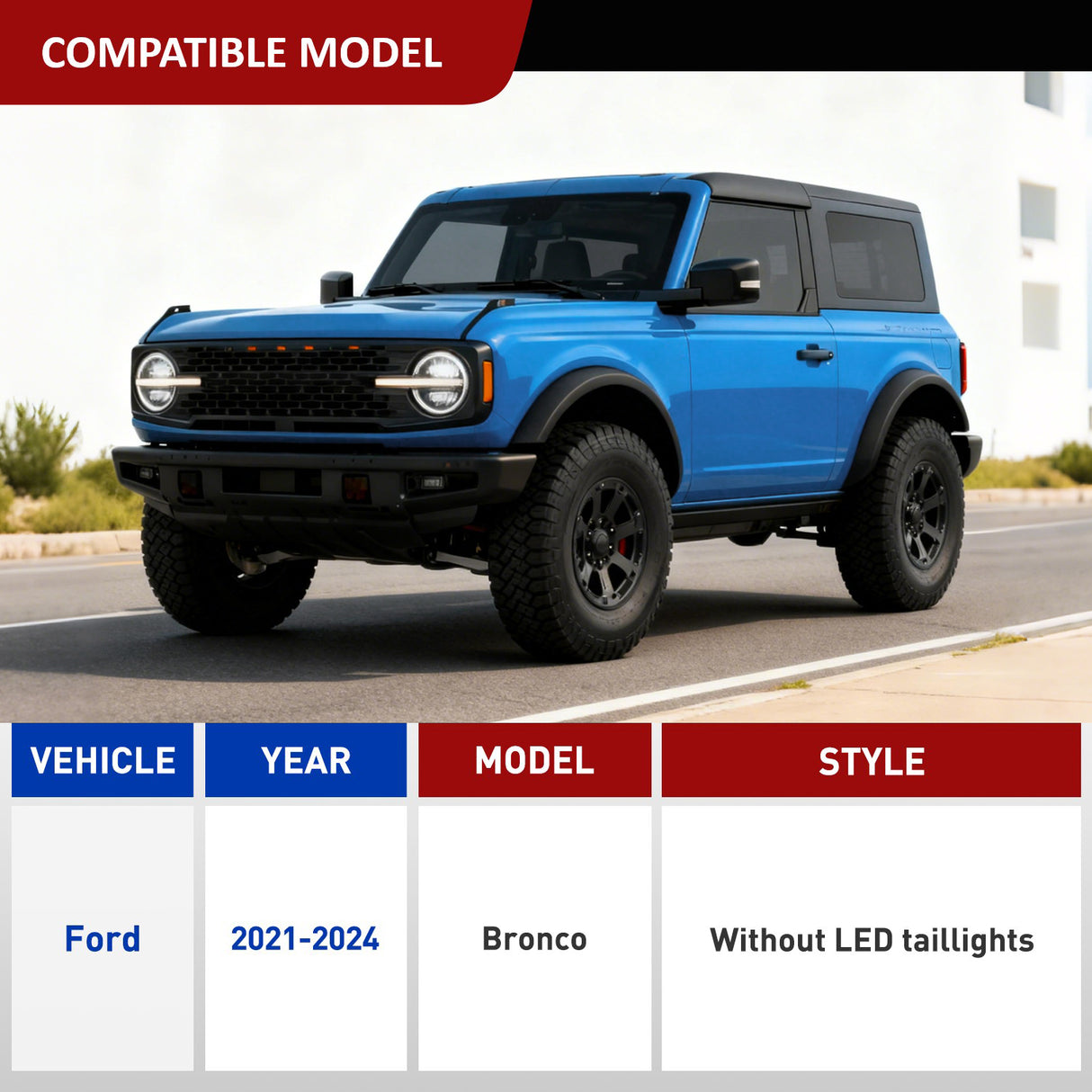 4 Pin Trailer Wiring Harness Kit Custom for 2021-2024 Ford Bronco without LED taillights