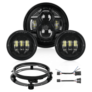 Motorcycle 7Inch LED Headlights 4.5Inch Fog Lights Black Kits Nilight