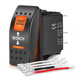 7Pin DPDT On/Off UTV Winch Momentary Rocker Switch Orange Backlit Nilight