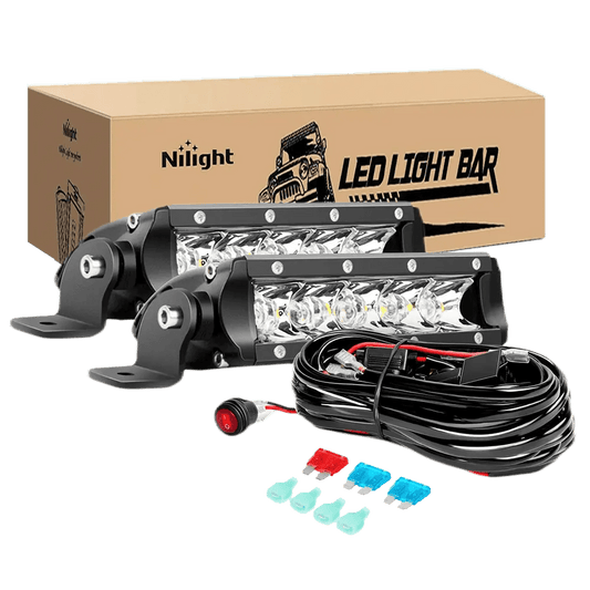 Light Bar Wiring Kit 7" 30W Super Slim Spot LED Light Bar Kit (Pair) | 12FT Wire 3Pin Switch