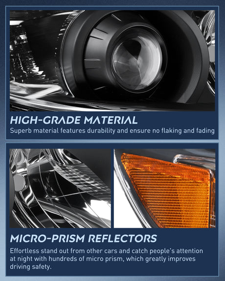 Nilight Headlight Assembly Compatible with 2011 2012 2013 2014 2015 2016 2017 2018 2019 2020 Toyota Sienna Black Housing Amber Reflector Clear Lens Headlights Replacement