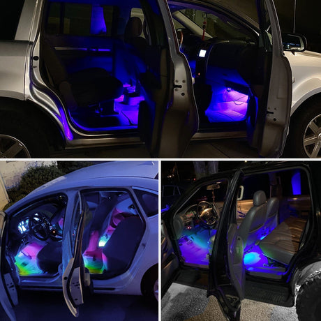 Nilight 72 LED Interior Car Strip Lights RGB-IC Dream Color 12V DC with App RF Remote Control Multicolor Under Car Dash Lighting 2 Lines Design Music Sync Mode for Cars Truck ATV UTV