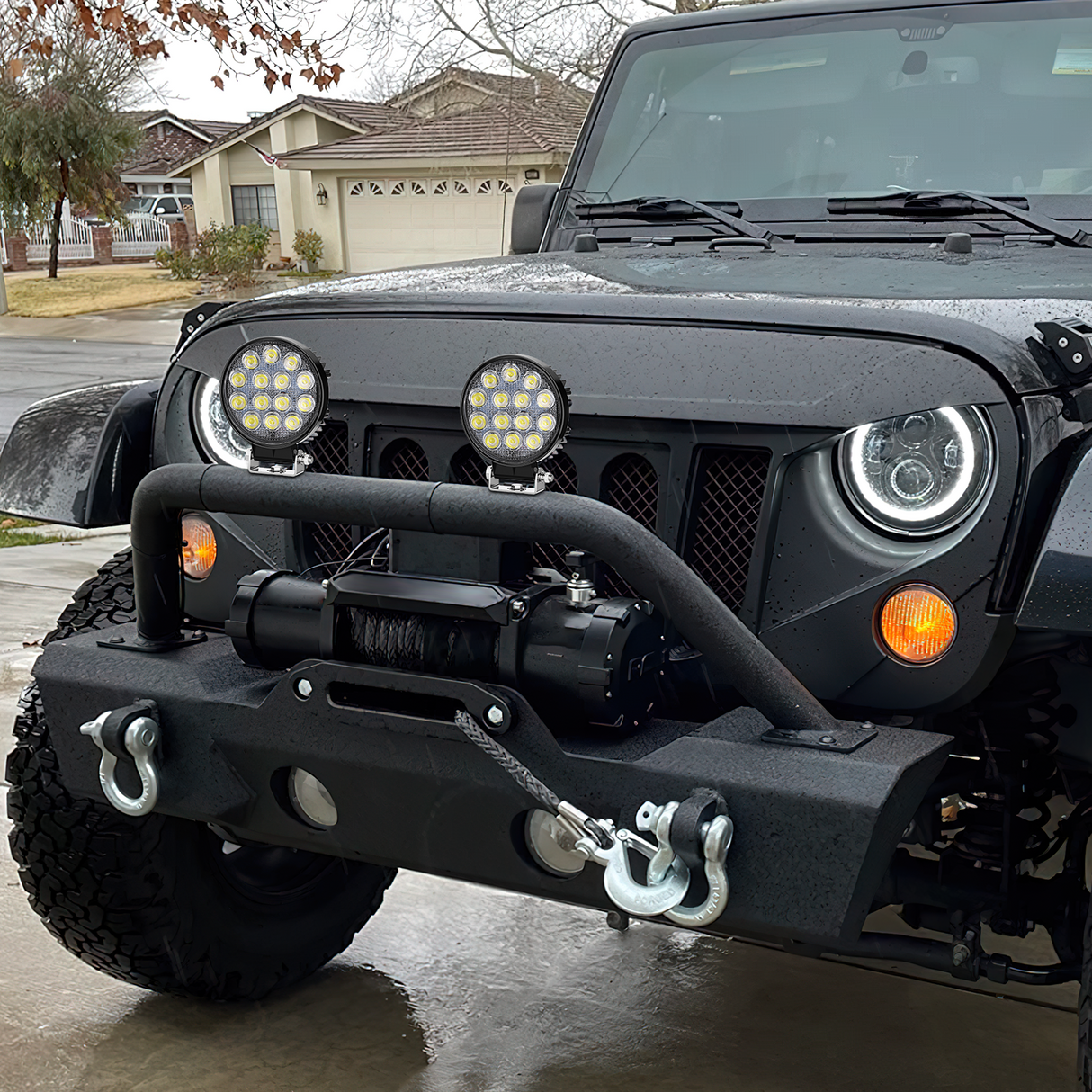 Nilight 2PCS Stainless Steel Mounting Base Brackets Adjustable Mount Bracket Kits for Round and Square 4.5Inch 27W 42W LED Light Bar