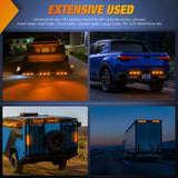 9 LED Marker Tail Trailer Light Bar 14.2Inch 2 PCS Amber Clearance Identification Running Mark ID Rear Stainless Steel Bracket for 12V Pickup Truck RV Boat