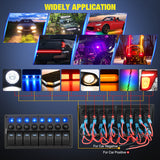 Nilight 8 Gang Rocker Switch Panel Waterproof Pre-Wired Marine with Resettable Circuit Breaker LED Backlight 5A 10A 15A Breakers 12V 24V ON Off 3 PIN Toggle Switches for Car Truck Boat RV