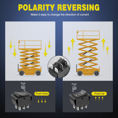 Nilight 6Pin Momentary Polarity Reverse Switch On Off On DPDT 3 Position 20A 12VDC 125VAC Motor Control Automatic Reset for Boat Automotive RV Jack Power Toggle w/Jumper Wire