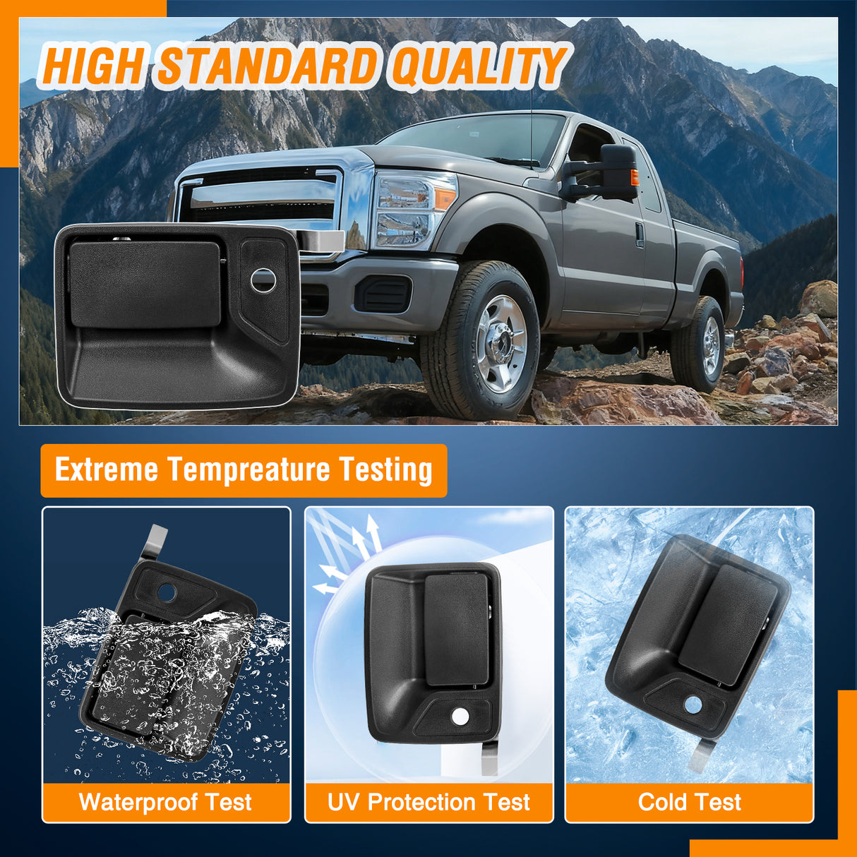 Exterior Front Left Driver Side Door Handle with Key Hole Compatible with 1999-2016 Ford F250 F350 F450 F550 F650 F750 Super Duty Excursion Car Door Handles Replaces OEM# 7C3Z2522405AA, 79306