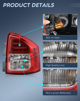 Nilight Taillight Assembly Compatible with 2011 2012 2013 Jeep Compass Tail Light OE Style Rear Lamp Replacement Passenger Side w/Bulbs