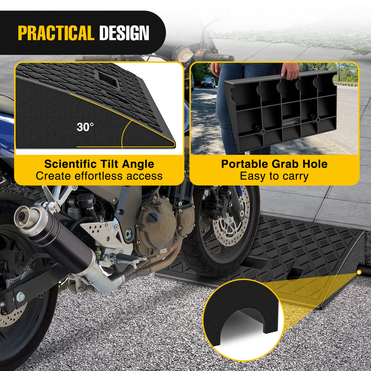 Nilight Plastic Curb Ramps, 4.2Inch Rise Portable Lightweight Heavy Duty Threshold Ramp for Driveway Lawn Mower Scooter Bike Motorcycle Wheelchair, 2 Pack