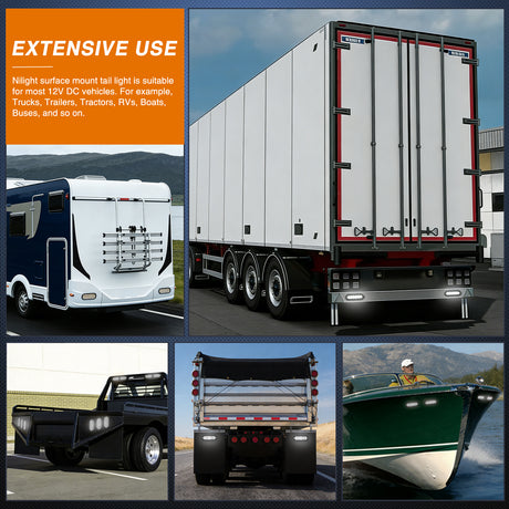 Tail Brake Turn Reverse Lights 6 Inch Oval White 24Leds Trailer Tail Lights 2Pcs