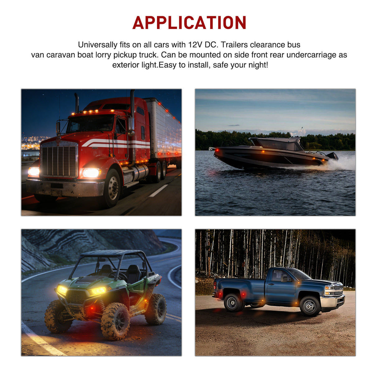 3/4 inch Amber Red Round LED Marker Lights (10 Pcs)