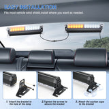 Nilight 24LED Emergency Strobe Traffic Advisor Light Bar 2 in 1 Amber White Dash Warning Safety Flashing Lights Front/Rear Windshield Construction Lights for Trucks Cars Plow Police Vehicles