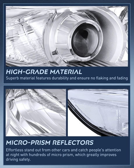 Nilight Headlight Assembly Compatible with 2011 2012 2013 2014 2015 2016 2017 2018 2019 2020 Toyota Sienna Chrome Housing Clear Reflector Clear Lens Headlights Replacement