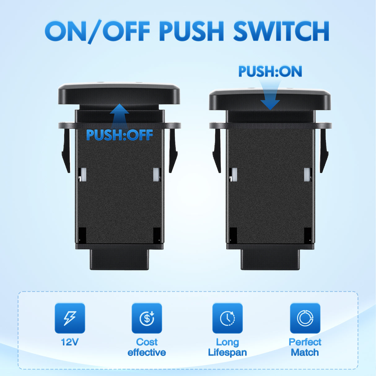 Driving Lights Push Button Switch 12V ON Off Switches with Connector Wire Kit 1.54Inch x 0.83Inch Replacement for Toyota FJ Cruiser Fortuner Ta coma Highlander Tundra 4Runner Prado Land Cruiser