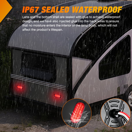 Nilight 5.5 Inch Aluminum Housing Tail Light 2 PCS 24 LED Red Running Brake Turn Signals Marker Lights Surface Mount IP67 Waterproof for 10-30V RV Camper Trailer Truck Bus Boat