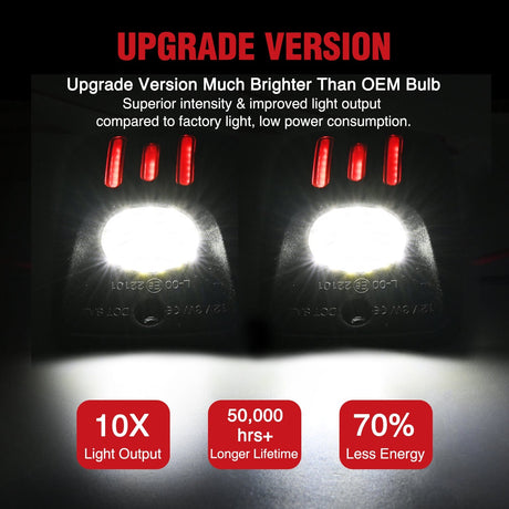 License Plate Lights Compatible with 1995 1996 1997 1998 1999 2000 2001 2002 2003 2004 Toyota Tacoma Red OLED Neon Tube 6000K White 2PCS Pack upgrade version