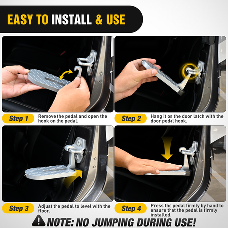 Nilight Car Door Step for Roof Access Universal Car Step Hook for Roof SUV Trucks Folding Aluminum Alloy Vehicle Door Latch Step Pedal With Glass Breaker Safety Hammer, Max Load 400lbs, 2 Pack Gray