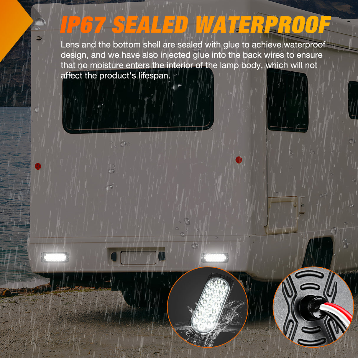 Nilight 5.5 Inch Aluminum Housing Tail Light 2 PCS 24 LED White Back Up Reverse Marker Lights Surface Mount IP67 Waterproof for 10-30V RV Camper Trailer Truck Bus Boat