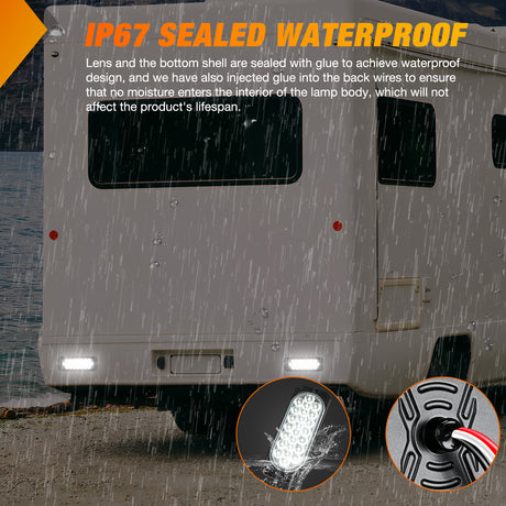 Nilight 5.5 Inch Aluminum Housing Tail Light 2 PCS 24 LED White Back Up Reverse Marker Lights Surface Mount IP67 Waterproof for 10-30V RV Camper Trailer Truck Bus Boat