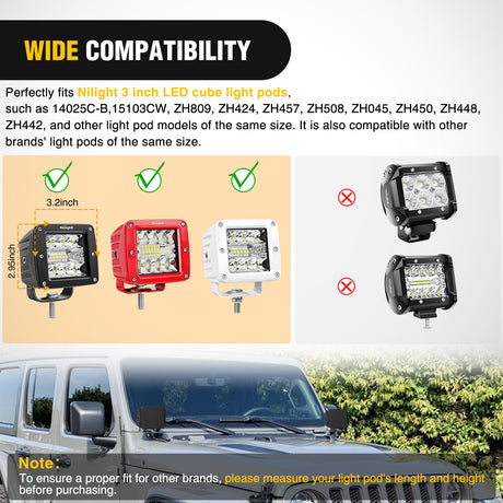 light cover 2Pcs 3 inch Cube Light Pod Cover