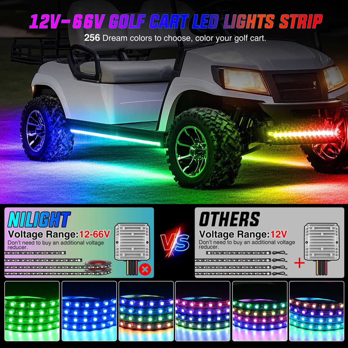 Nilight 4Pcs Golf Cart Underglow Light Kit for EZGO Yamaha Club Car