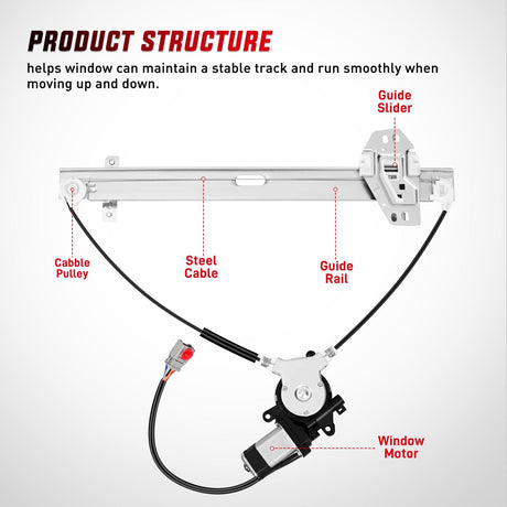 Nilight 748-131 Power Window Regulator and Motor Front Driver Side Compatible with Honda Element 2003 2004 2005 2006 2007 2008 2009 2010 2011,Front Left Side