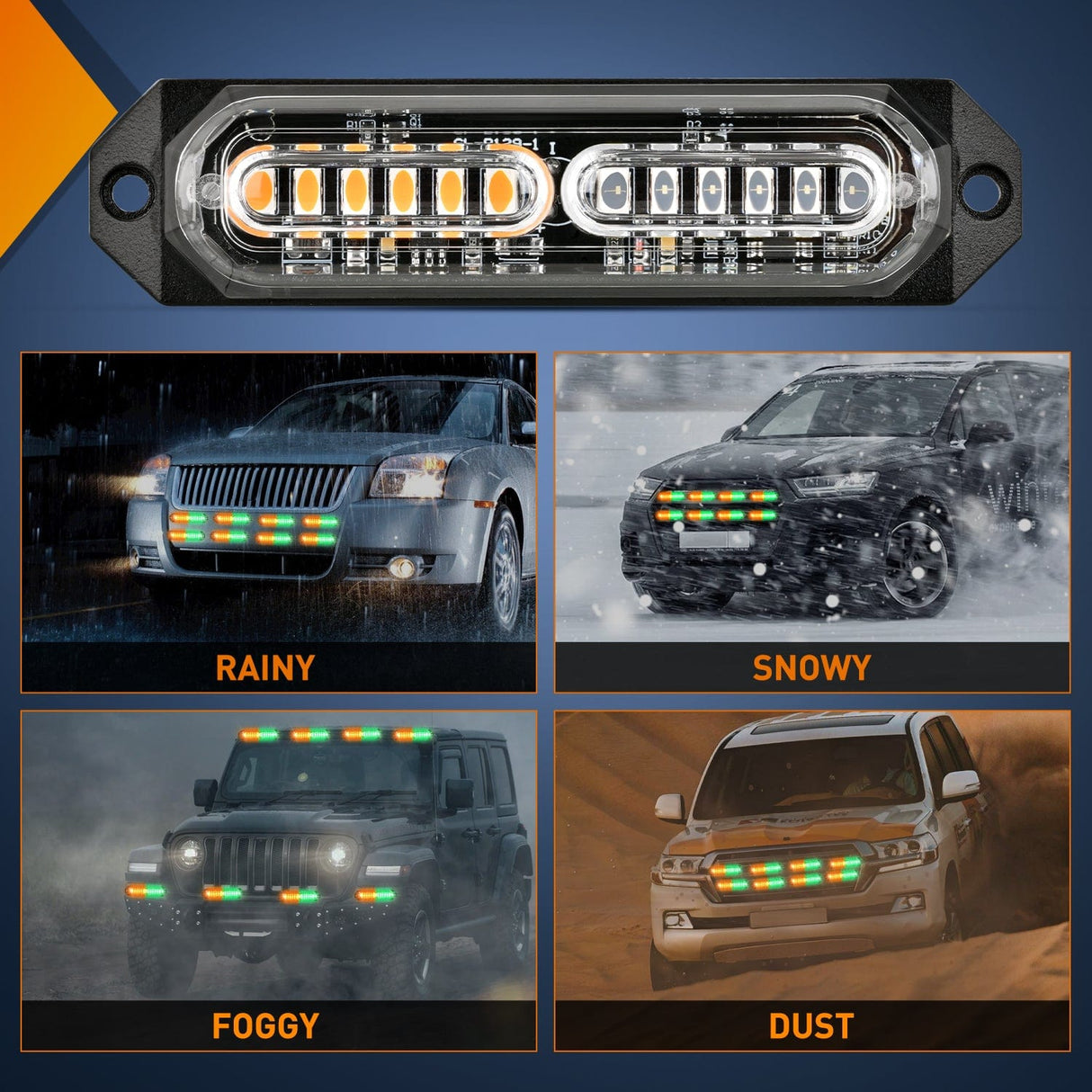 Nilight 8PCS 12LED Amber Green Emergency Strobe Lights