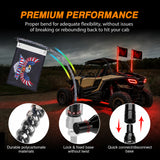 2Pcs 2FT Spiral Antenna Bluetooth Remote App Control Led Whip Light | 10FT Wire 5Pin Switch
