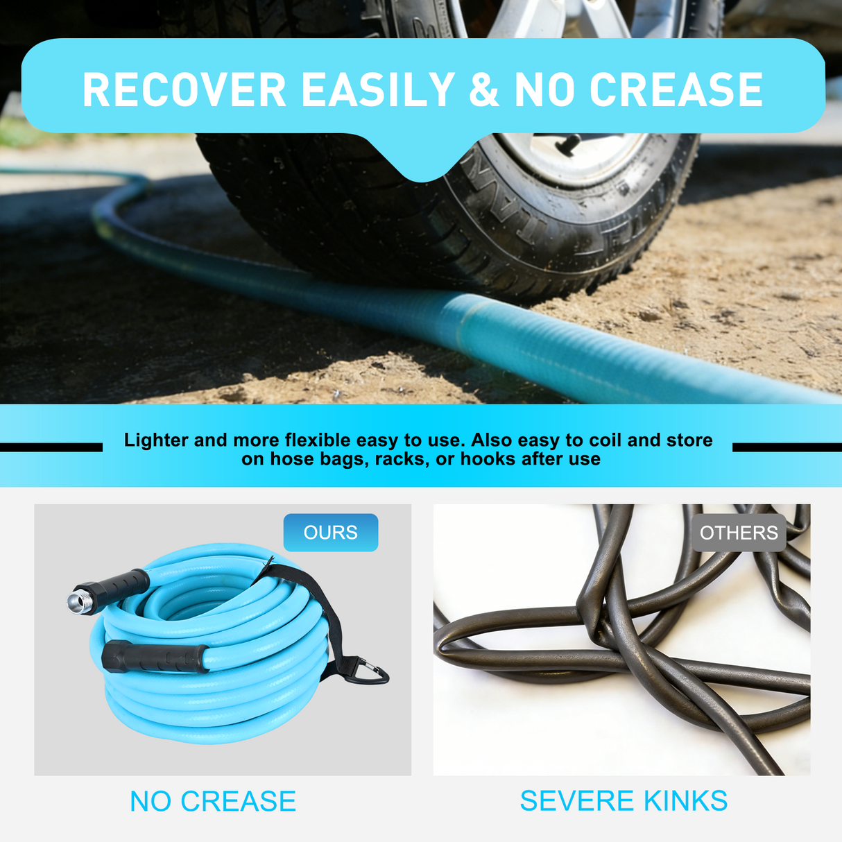 Nilight RV Parts RV Water Hose 100FT Garden Drinking Hoses with Storage Bag Leakproof Anti-Kink 5/8 Inch Inner Diameter Flexible Lightweight Freshwater Hose for RVs Campers Travel Trailer Boat Car Wash Accessories