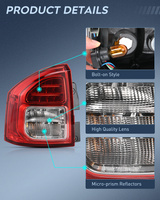 Nilight Taillight Assembly Compatible with 2011 2012 2013 Jeep Compass Tail Light OE Style Rear Lamp Replacement Driver and Passenger Side w/Bulbs