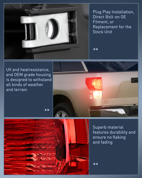Taillight Assembly Taillight Assembly Compatible with 2007 2008 2009 2010 2011 2012 2013 Toyota Tundra Rear Tail Light Lamp Replacement OE Style Left Driver Side