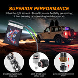 RGB Whip Light 1PC 2FT Lighted Antenna Whips with Remote & App Control DIY Chasing Patterns Brake Reverse Lights for ATV UTV Polaris RZR Can-am Dune Buggy Pickup Trucks Jeep