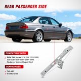 740-481 Rear Passenger Side Window Regulator with Motor, Compatible with 1999–2005 BMW E46 323i 328i 325i 325xi 330i 330xi (Sedan/Wagon Only), Power Window Lift Assembly, OE Replacement