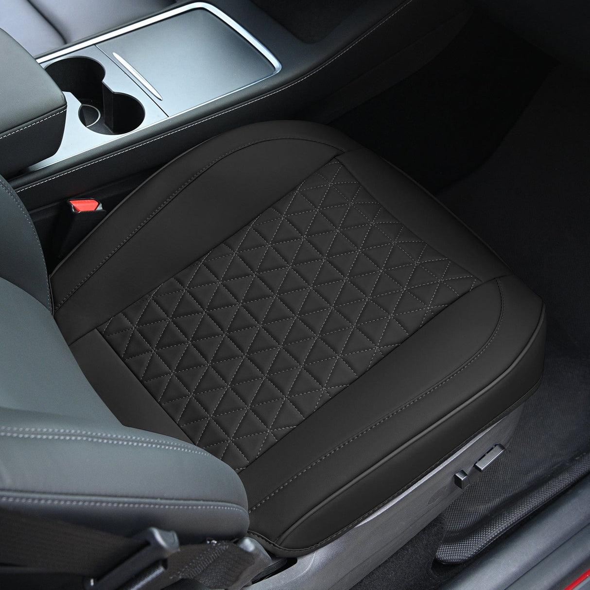 Nilight Car Seat Cushion Cover Black Leather Front Seats Waterproof Anti-Slip with Storage Bag Wraps Bottom Fits Cars Sedan Van SUV Truck