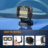 Nilight 2Pcs 3Inch 42W LED Cubes Upgraded Spot Flood Combo Square Driving Fog Off Road Lights 12V 5Pin Rocker Switch Wiring Harness Kit-2 Leads (ZH045)