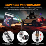 RGB Whip Light 1PC 5FT Lighted Antenna Whips with Remote & App Control DIY Chasing Patterns Brake Reverse Lights for ATV UTV Polaris RZR Can-am Dune Buggy Pickup Trucks Jeep