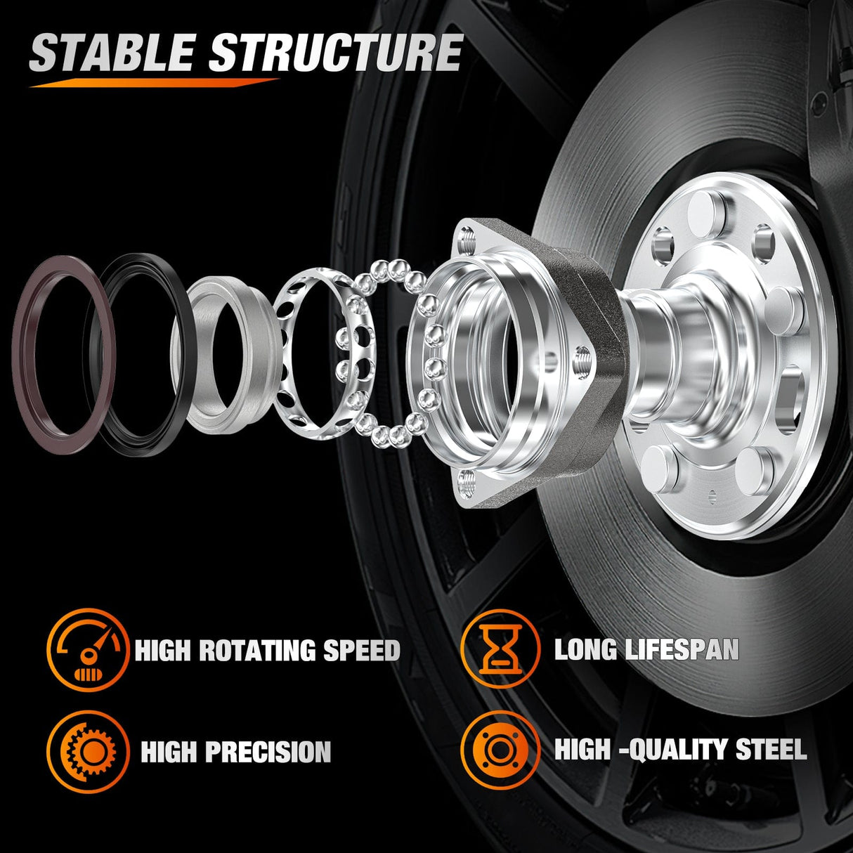 Motor Vehicle Parts Front or Rear Wheel Hub Bearing Assembly for Chevy Equinox Impala Malibu, GMC Terrain 2010 2011 2012 2013 2014 2015 2016 2017, Cadillac CTS/XTS, Buick Regal Lacrosse with 5-Lug OEM 513288