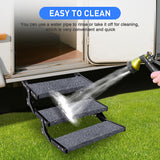 Nilight RV Step Covers 3 Pack 22 inch, Fit 8-11Inch Deep Camper Steps Adjustable Wrap Around RV Step Rug with Snap Fasteners on Electrical & Manual RV Stairs Carpet for Camper Trailers Steps Outside,Gray