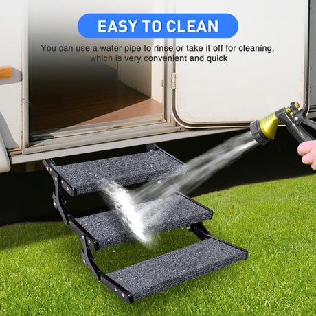 Nilight RV Step Covers 3 Pack 22 inch, Fit 8-11Inch Deep Camper Steps Adjustable Wrap Around RV Step Rug with Snap Fasteners on Electrical & Manual RV Stairs Carpet for Camper Trailers Steps Outside,Gray