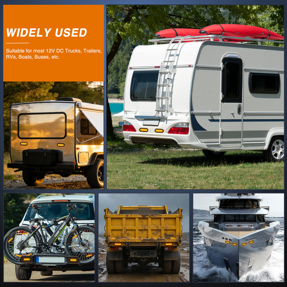 6Inch Oval Tail Light 2PCS 35LED Arrow Amber Running Turn Signals Lights Surface Mount Waterproof for 12V Caravan Truck RV Camper Trailer Bus