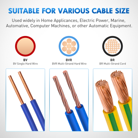 Nilight 300PCS CE1 Closed End Crimp Terminal 22-16 Gauge Nylon Insulated Closed End Wire Cap Wire Connectors Crimp Cap Terminals Connectors for Automotive Car Truck Boats Marine Electrical Wiring