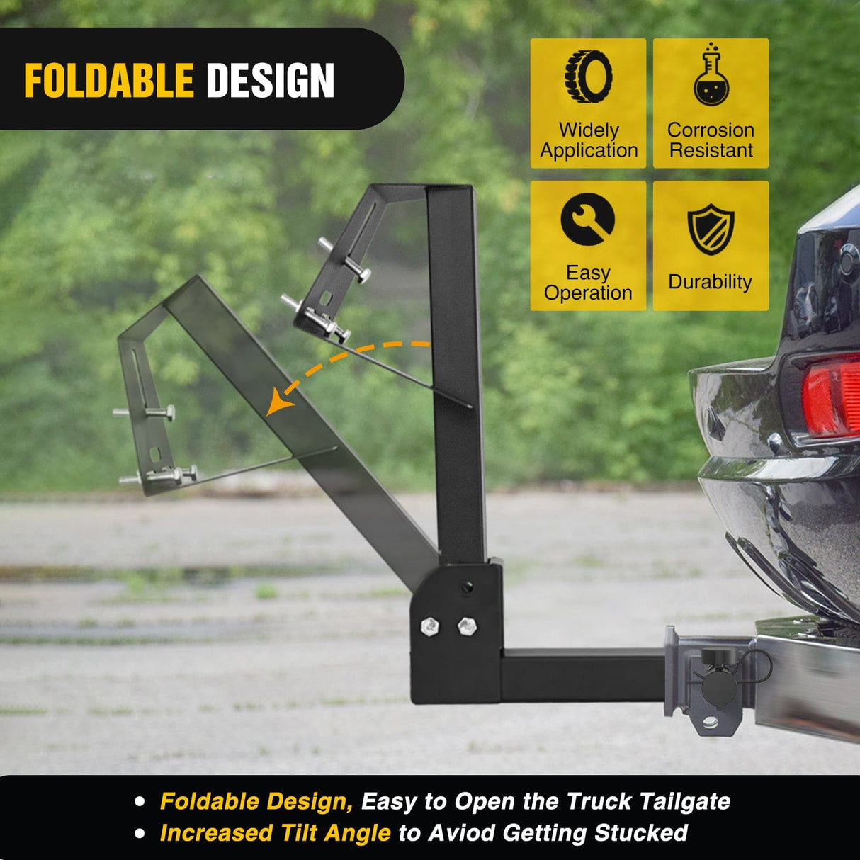 Trailer Hitch Spare Tire Carrier Adjustable Hitch Spare Tire Mount for Truck SUV ATV UTV for 2 Inch Receiver Fits 4 & 5 & 6 Lugs Trailer Wheels