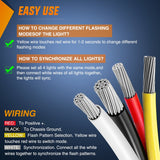 Surface Mount Strobe Lights 4PCS 24LED Amber White Emergency Strobe Lights