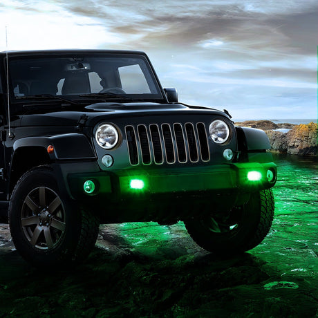 Nilight Flush Mount LED Light Pods 2 PCS 42 W Green Upgraded Spot Flood Combo Bumper Driving Fog Lights Fishing Hunting Emergency Safety Signal Light for UTV Pickup Van Boat Tractor