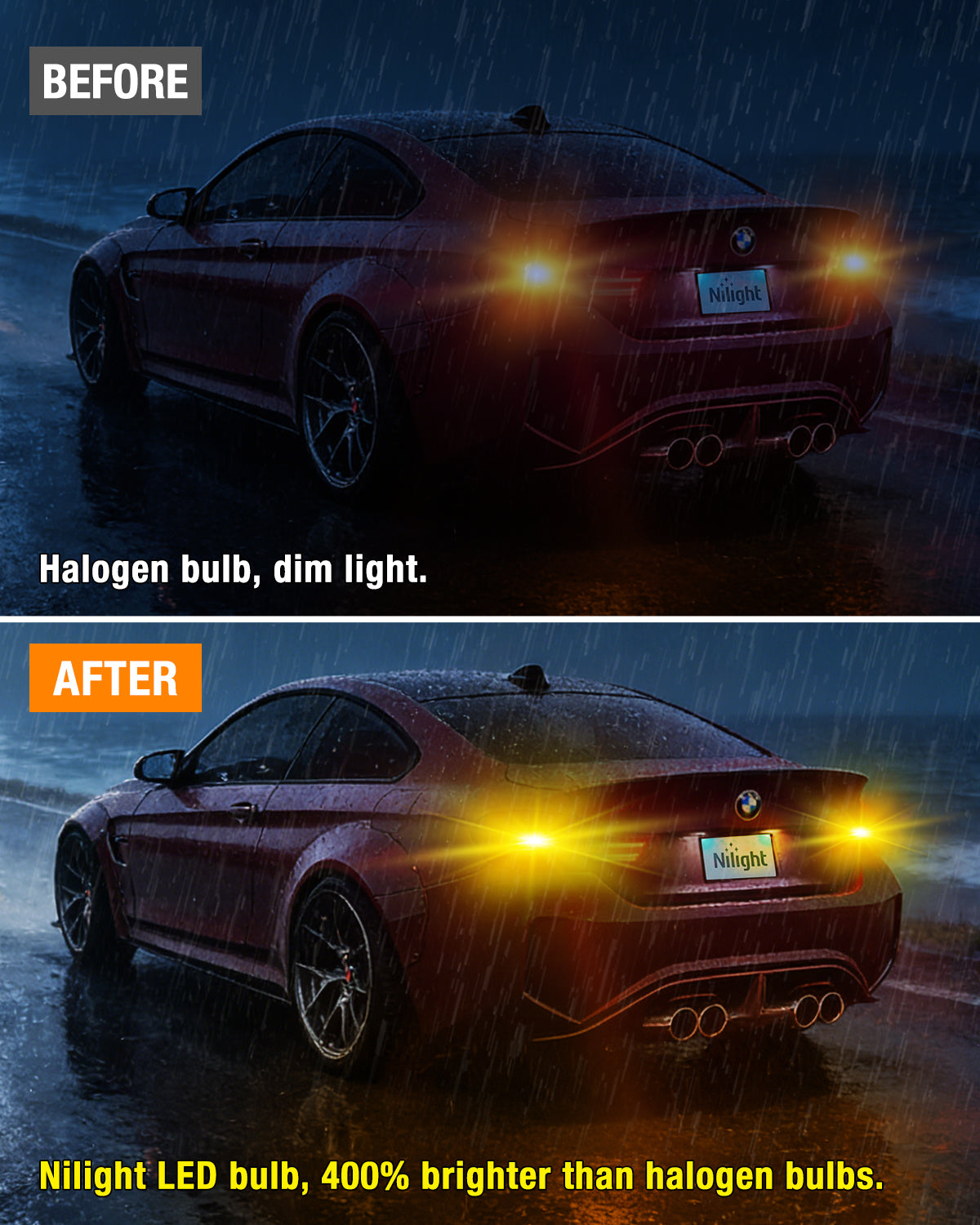 LED Headlight 57LEDs Amber Yellow 3156 3056 4157 3057 3157 LED Bulbs (Pairs)